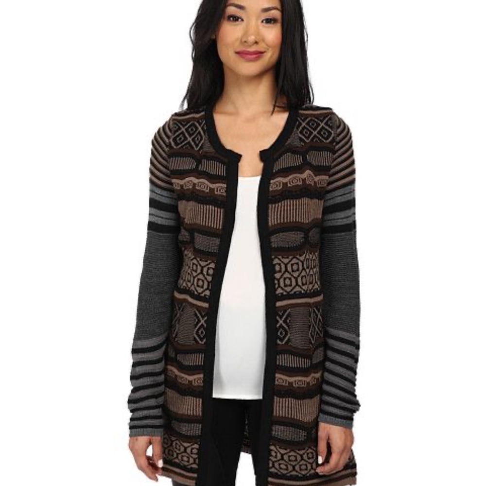 Desigual Womens Jers Dounty Cardigan Size M Longline Patterned Open Front